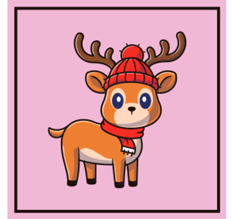 Halloween coaster cute reindeer in scarf - TenStickers