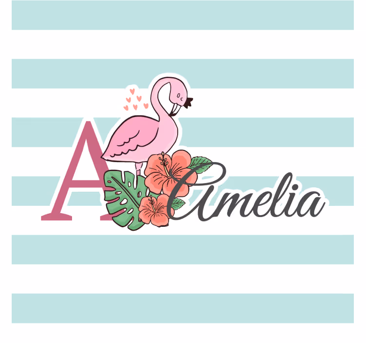 Personalizable coasters personalized flamingo floral - TenStickers