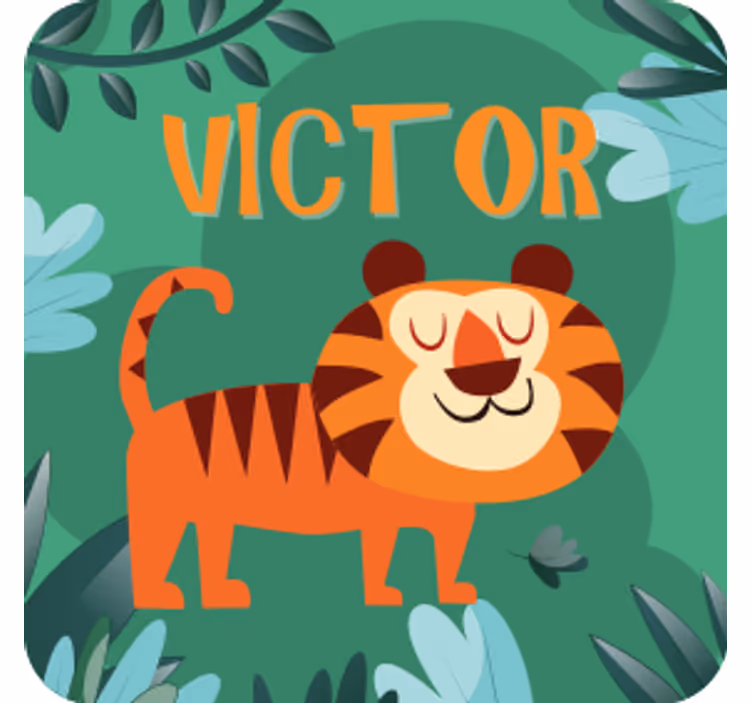 Personalisable coasters with a joyful tiger design - TenStickers