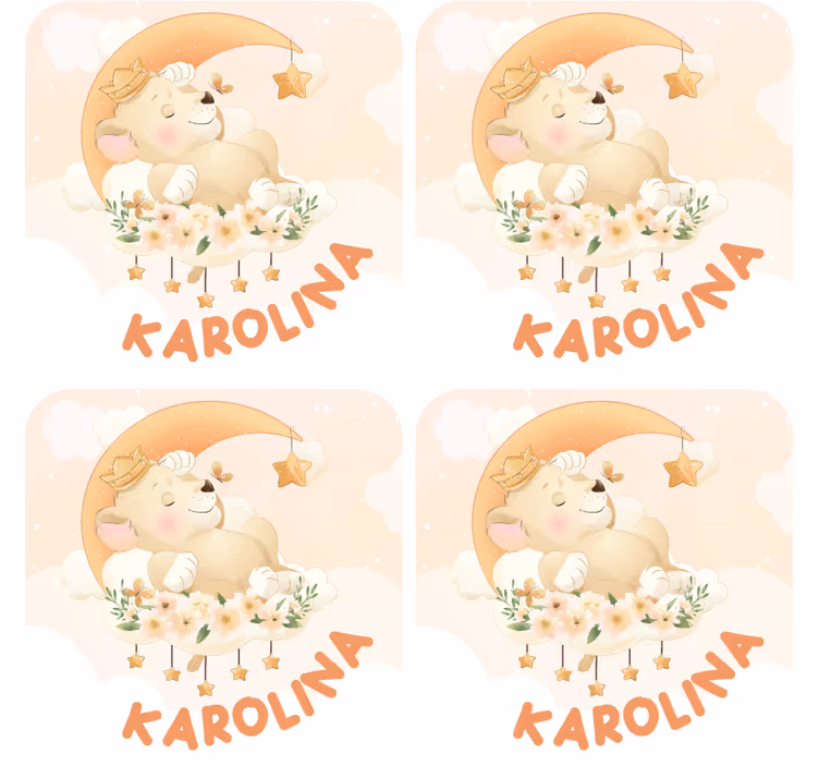 Personalisable coasters sleeping bear and stars - TenStickers