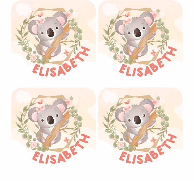 Personaliseable coasters cute koala with flowers - TenStickers
