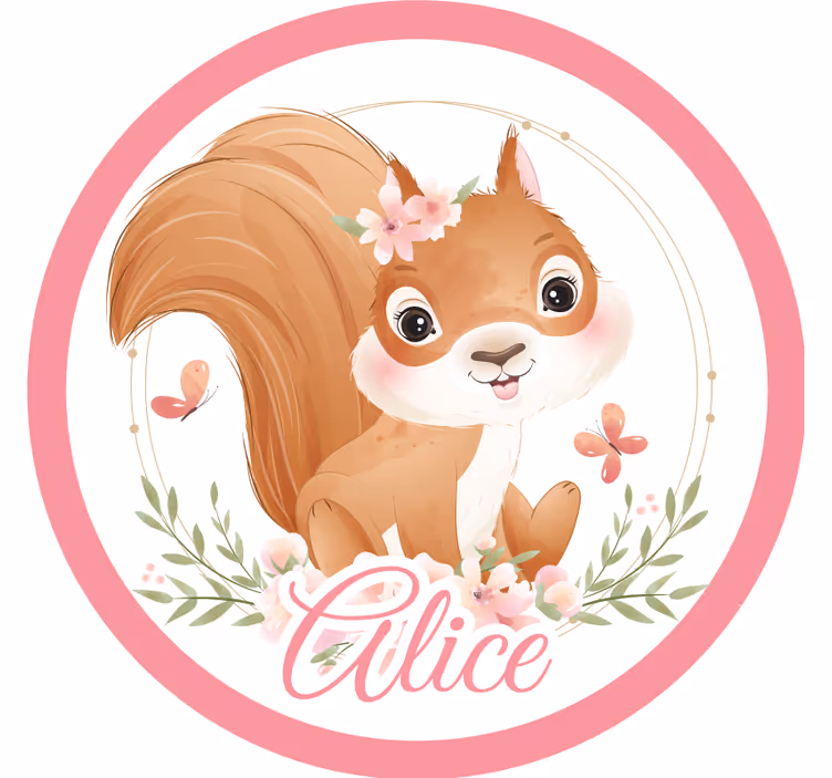 Personalisable coasters with adorable squirrel design - TenStickers
