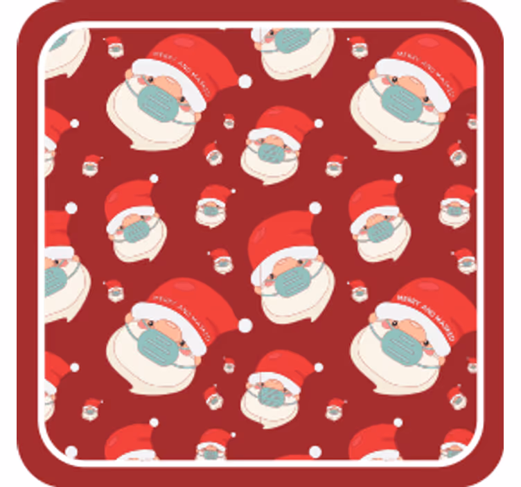 Christmas coasters with cheerful santa figures - TenStickers