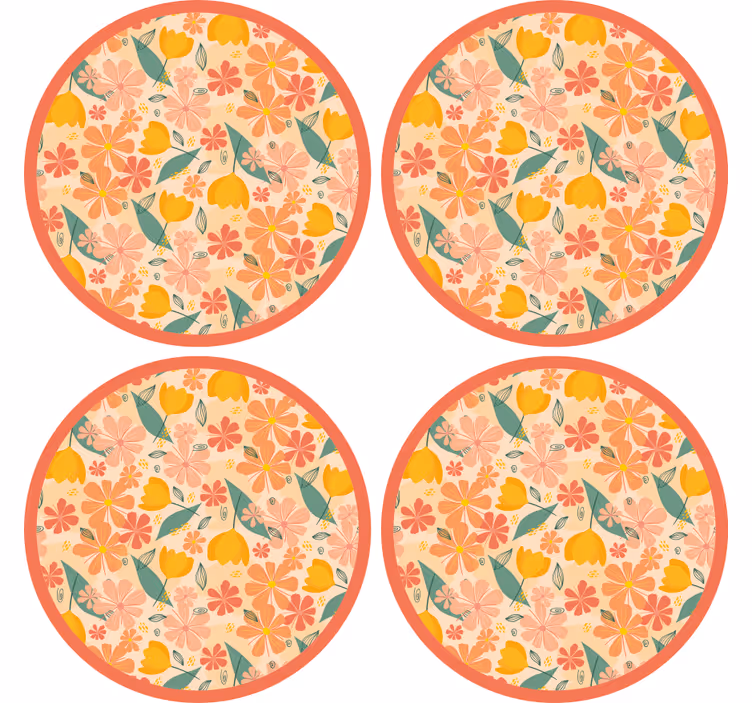 Texture coasters floral patterned round surface - TenStickers