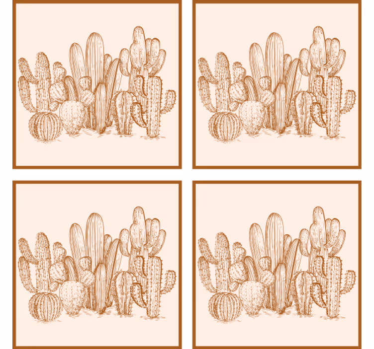 Texture coasters cactus variety illustration - TenStickers
