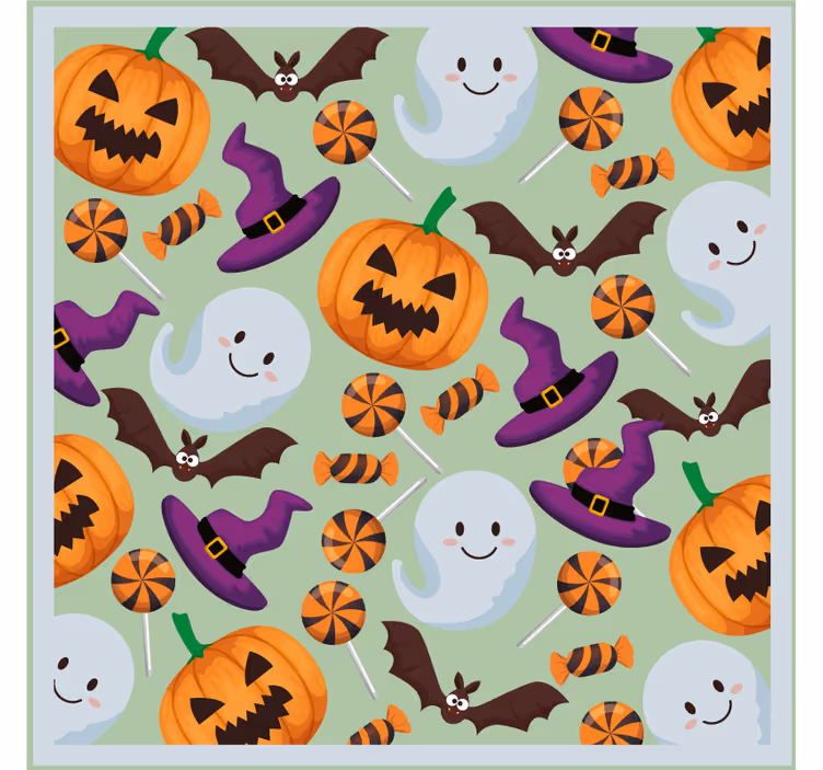 Halloween coaster with pumpkins and ghosts design - TenStickers