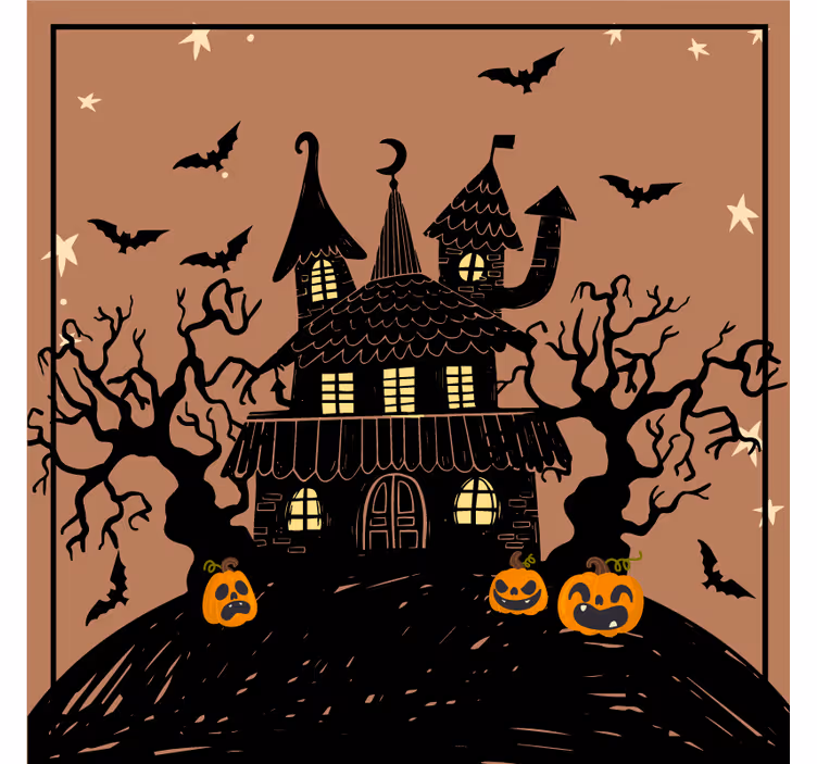 Haunted house with bats  Halloween coaster - TenStickers