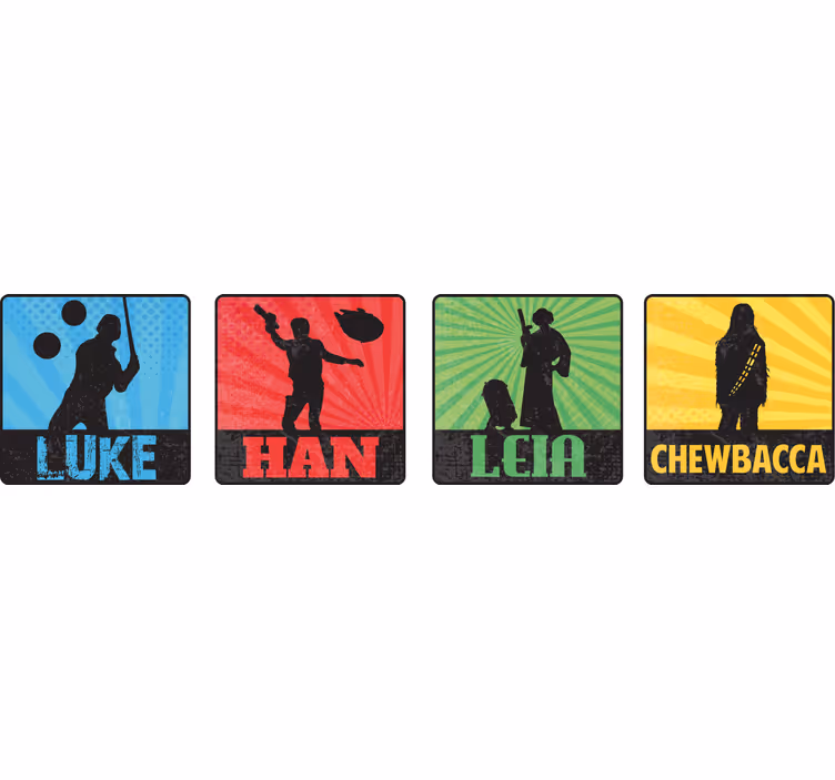 Geek coasters featuring iconic character silhouettes - TenStickers