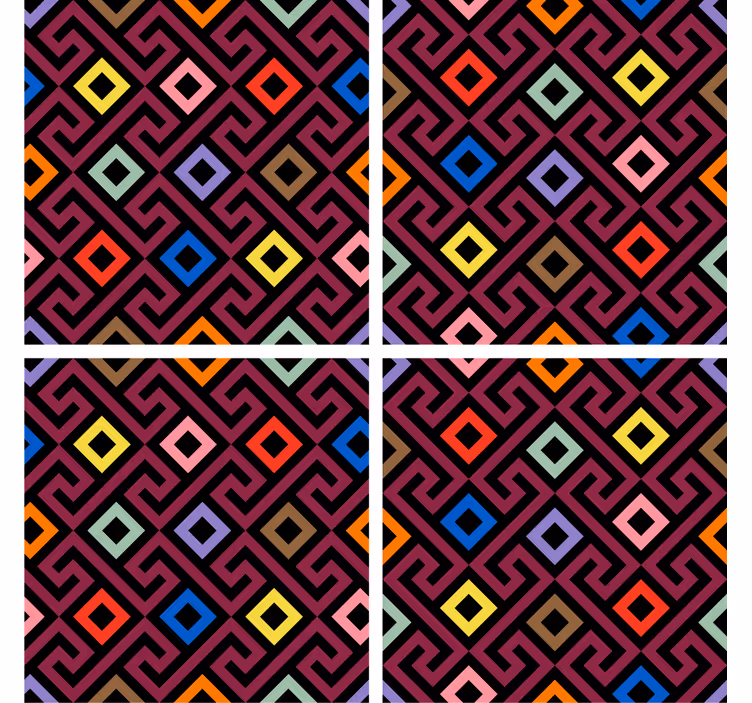 Texture coasters colorful geometric design - TenStickers