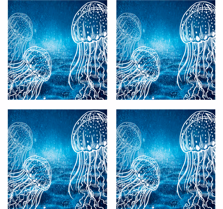 Texture coasters with elegant jellyfish patterns - TenStickers