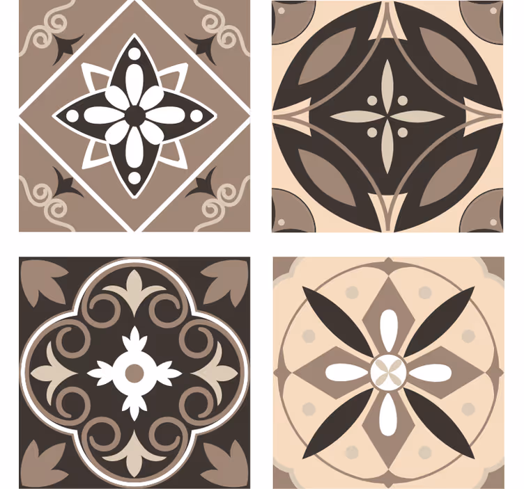 Texture coasters geometric floral pattern set - TenStickers