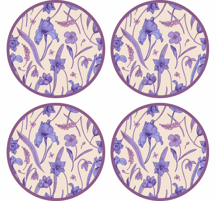 Texture coasters floral purple design - TenStickers