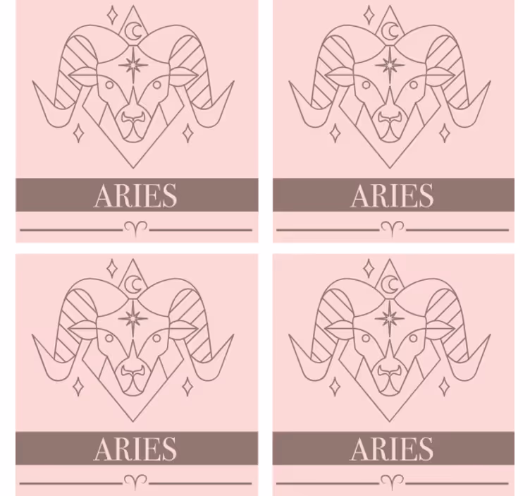Personalised coasters with aries zodiac symbol - TenStickers