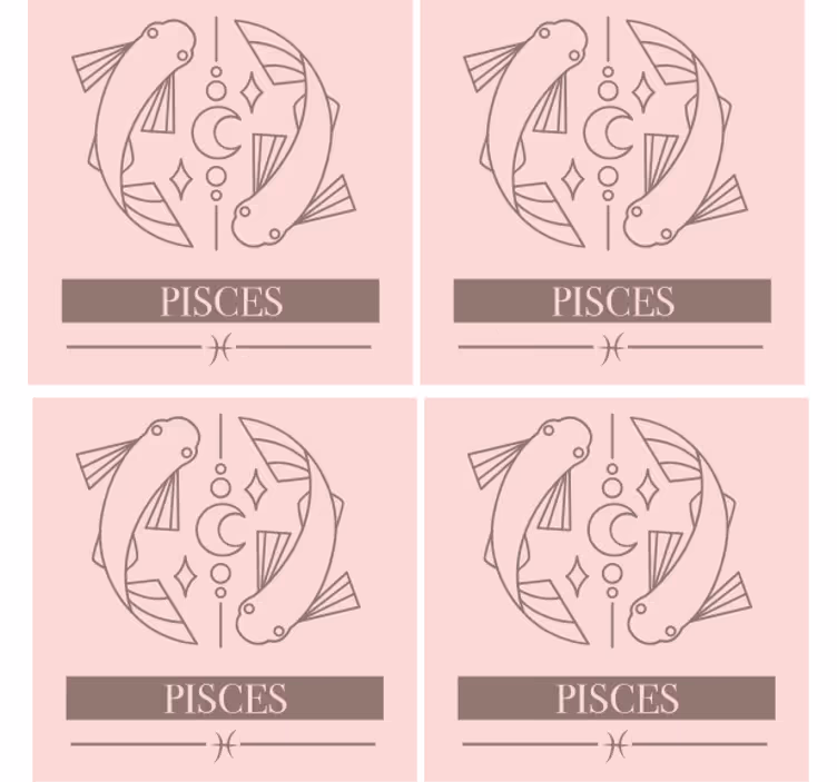 Personalisable coasters pisces zodiac fish symbol - TenStickers