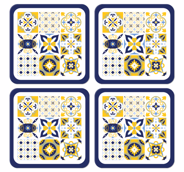 Blue Portuguese style tile coasters - TenStickers