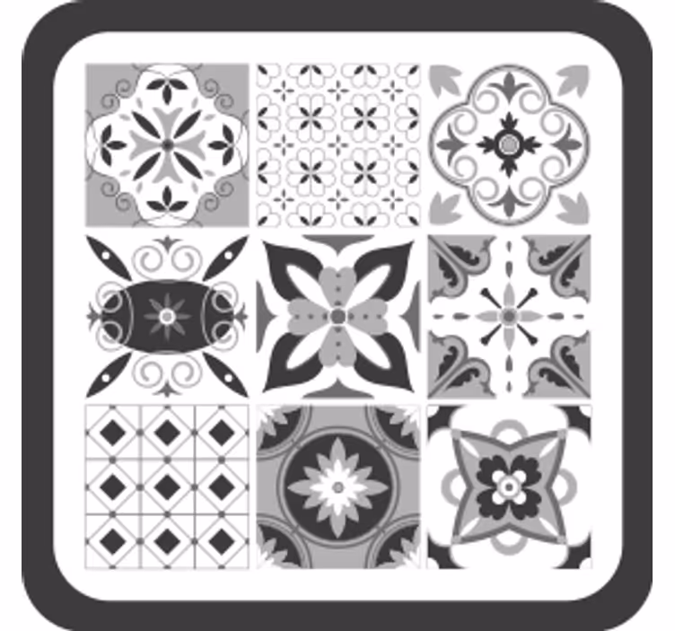 Texture coasters with geometric floral designs - TenStickers