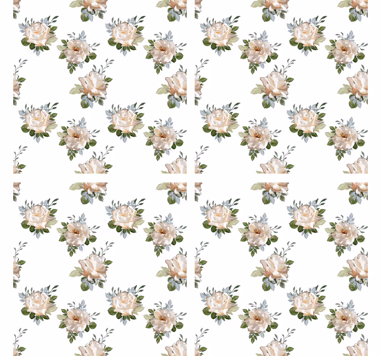 Texture coasters floral white background design - TenStickers