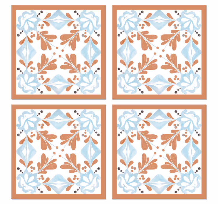 Floral Mediterranean Tiles tile coasters - TenStickers