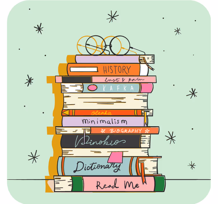 Cute books stacked coasters - TenStickers