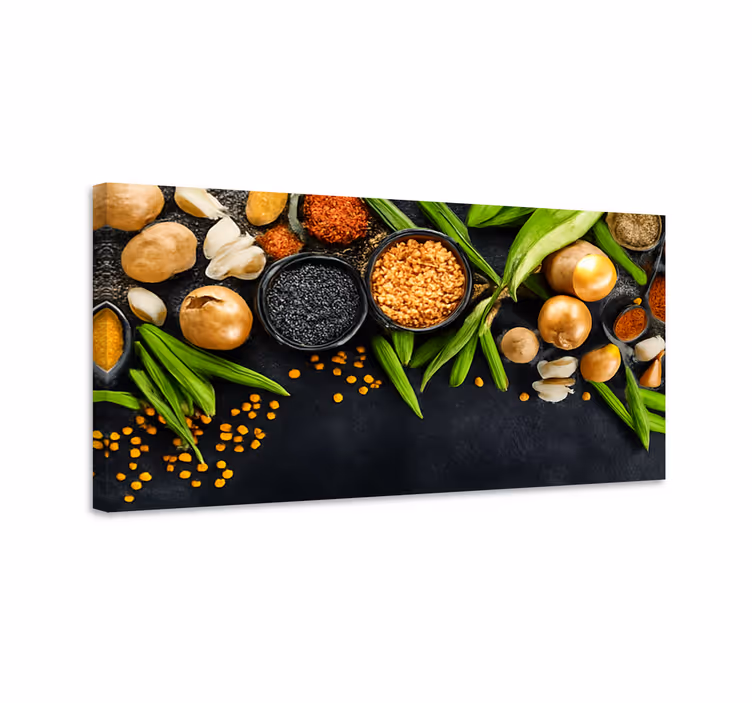 Vegetables and spices kitchen canvas print - TenStickers
