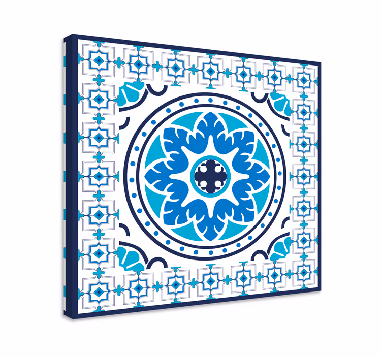 Blue canvas print of blue tiles - TenStickers