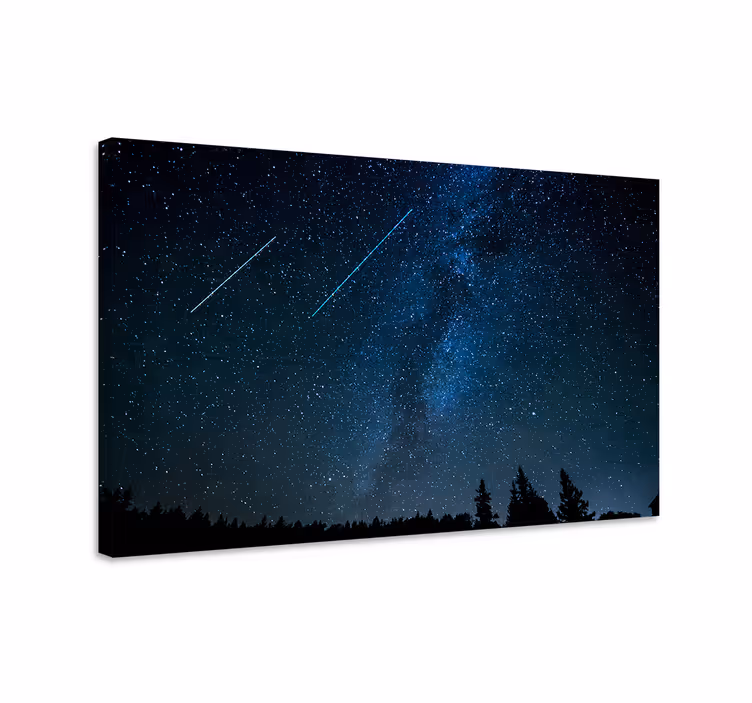 Blue canvas print of a beautiful shooting star scene - TenStickers