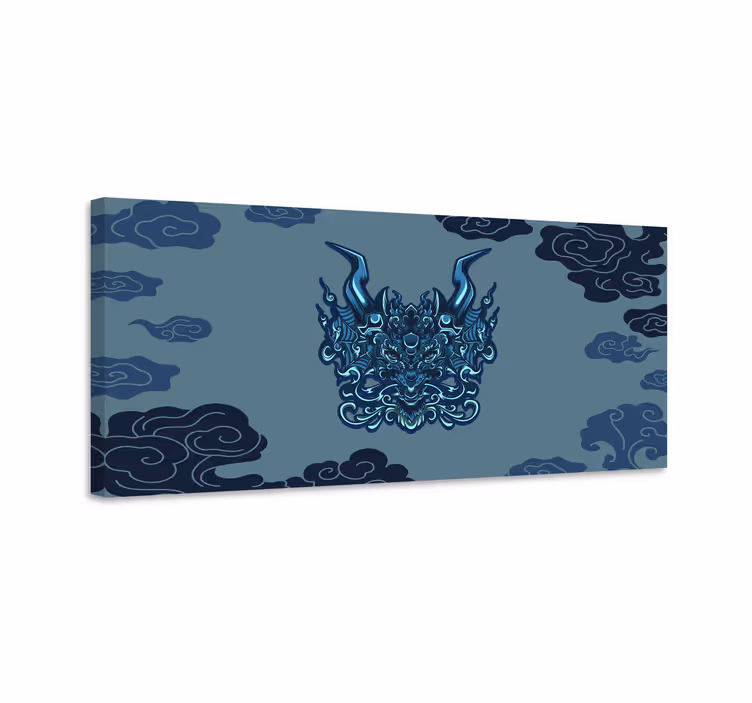 Blue canvas print of mythical dragon - TenStickers