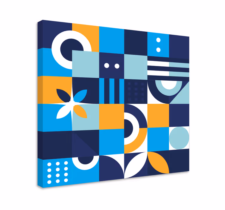 Blue canvas print in blue geometric design - TenStickers