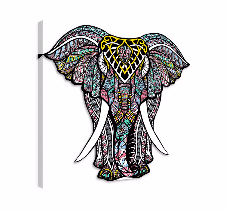 Elephant wallart mandala elephant vinyl rug - TenStickers