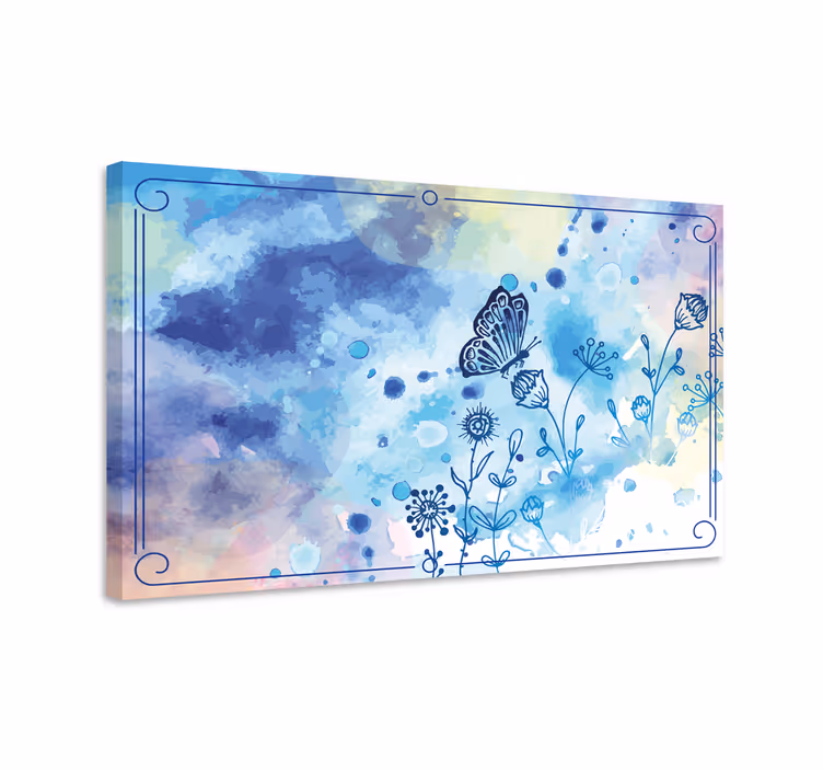 Butterfly canvas floral design with butterflies - TenStickers