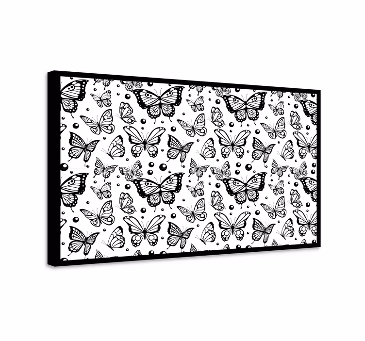Monochrome butterflies and dots butterfly canvas - TenStickers