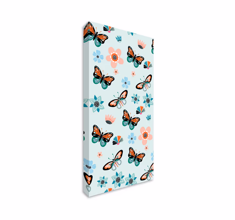 Butterfly canvas of butterflies and flowers - TenStickers