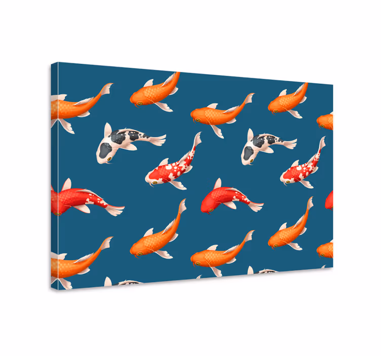 Fish canvas koi fish pattern on blue background - TenStickers