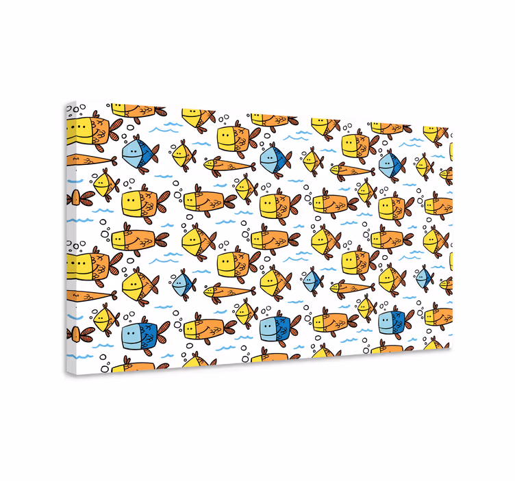 Fish canvas multicolor fish kids style - TenStickers