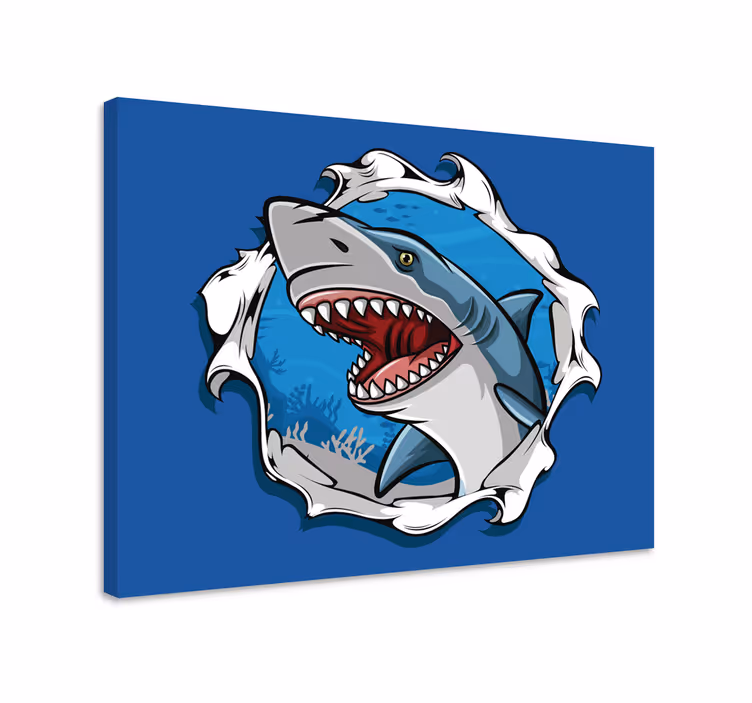 Fish canvas giant shark 3d - TenStickers
