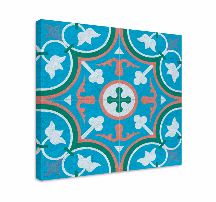 Blue canvas print blue hydraulic tile design - TenStickers