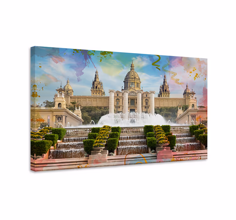 Barcelona Fountain Splendor cityscape wall art - TenStickers