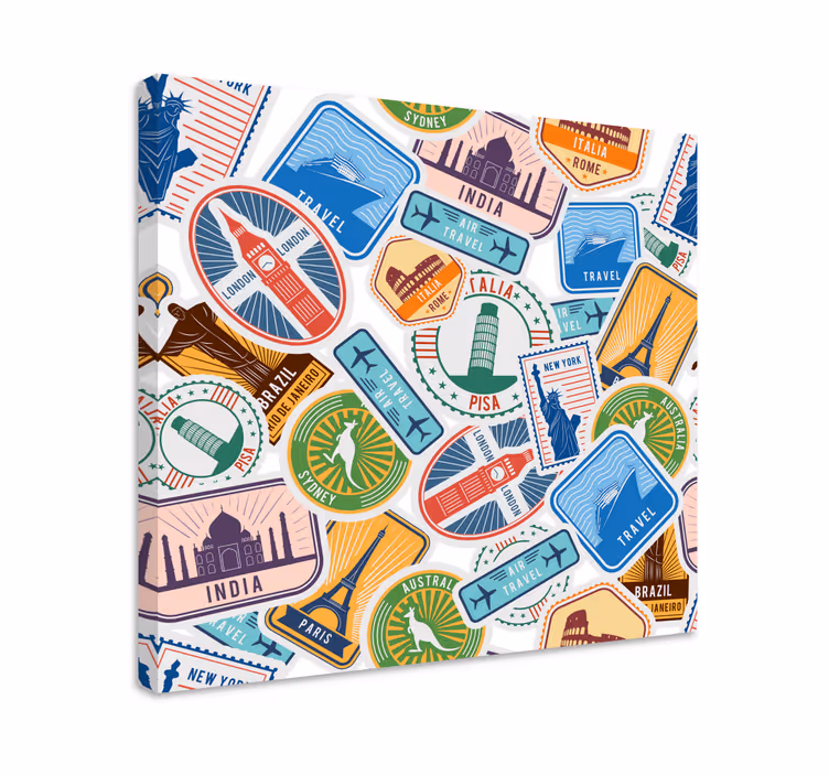 Global Landmarks Collage Canvas - TenStickers