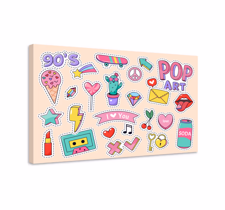 Retro Pop Stickers Canvas - TenStickers