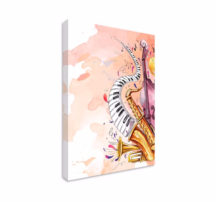 Watercolor musical instruments canvas art - TenStickers