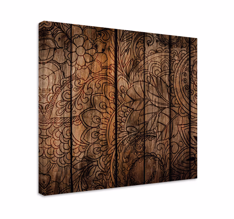 Wood Effect mandala canvas wall art - TenStickers