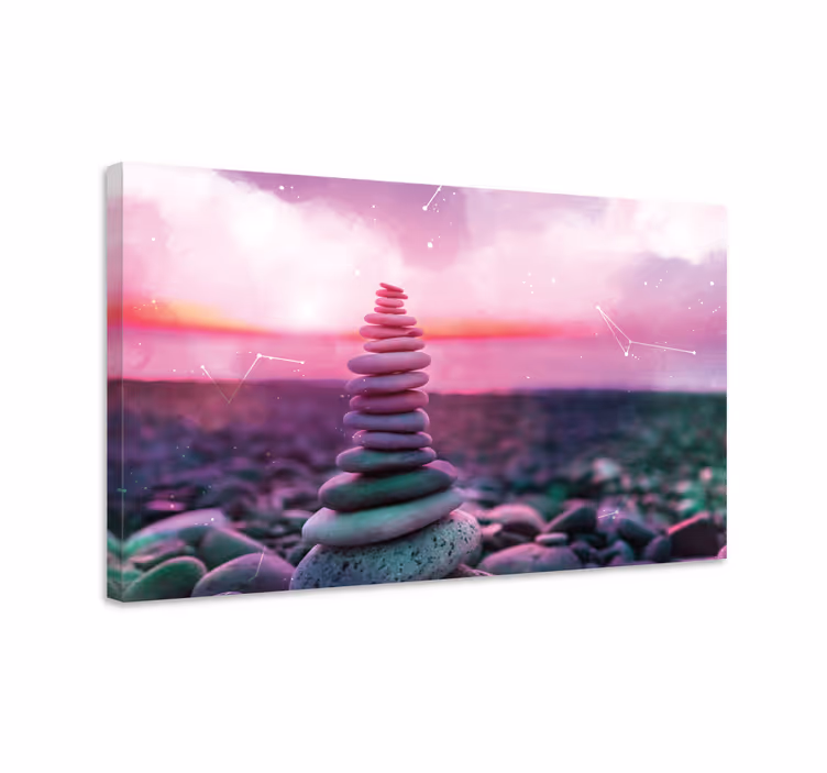 Zen canvas art balanced stone tower - TenStickers