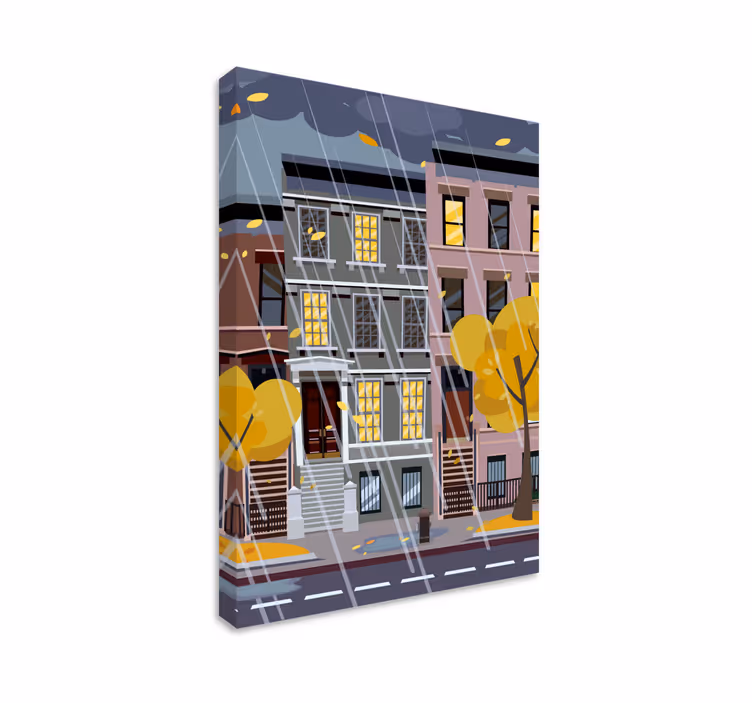 Cityscape wall art urban rainy landscape - TenStickers