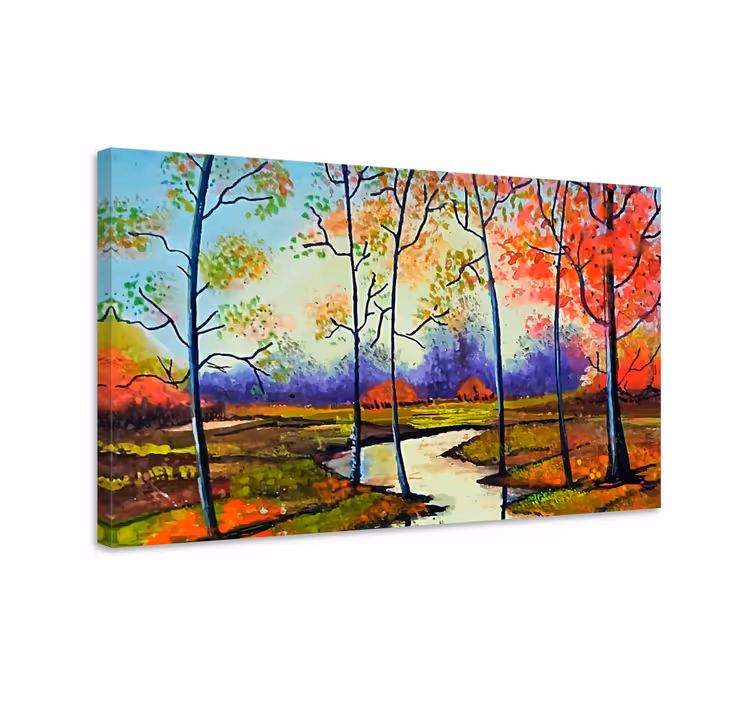 Landscape canvas autumn river scene - TenStickers