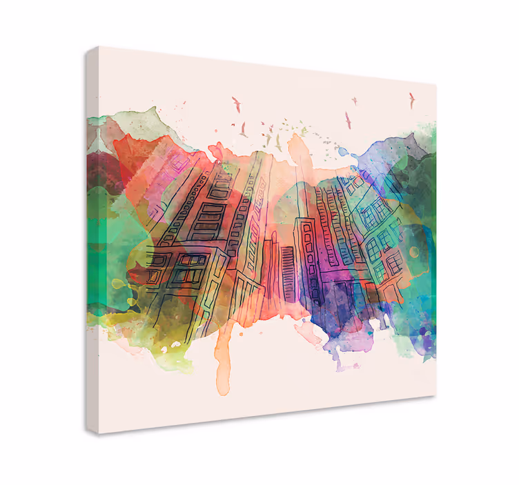 Cityscape wall art abstract urban skyline - TenStickers