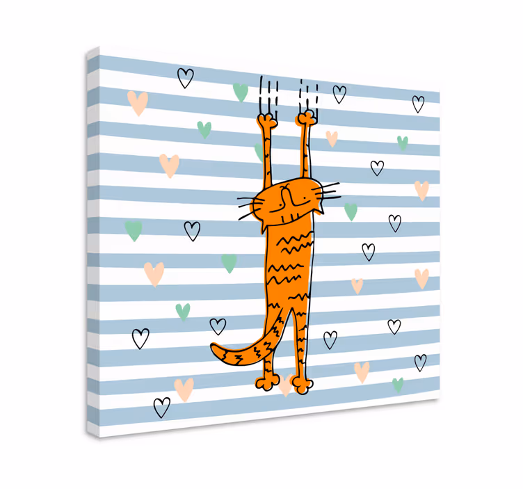 Cat wall art playful orange cat - TenStickers