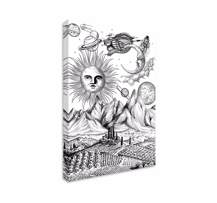 Sun and planet abstract wall art - TenStickers