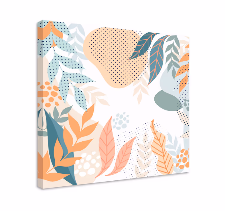 Flowers canvas with botanical leaf designs - TenStickers