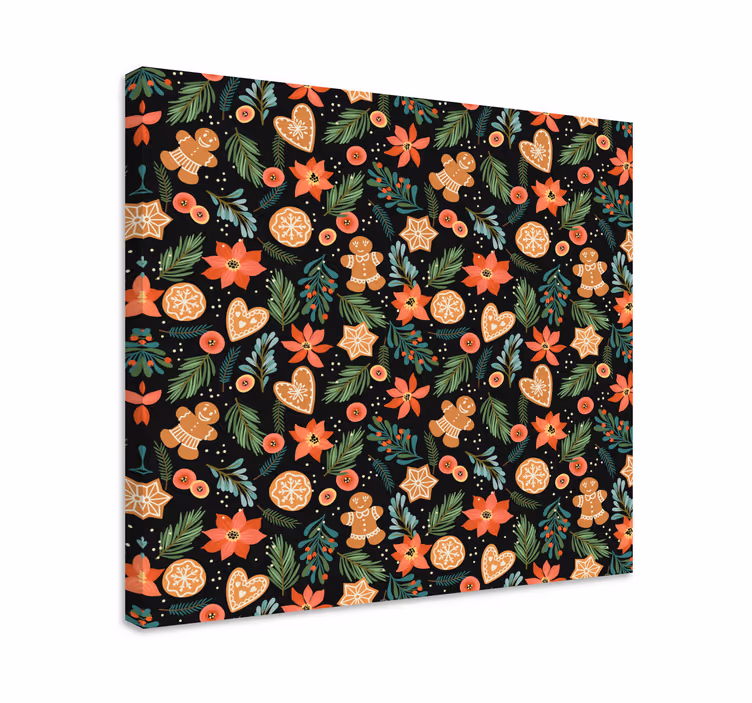 Animal canvas wall art gingerbread holiday designs - TenStickers