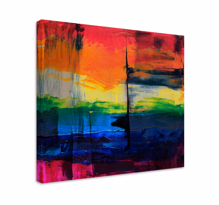 Abstract wall art in bright color stripes - TenStickers